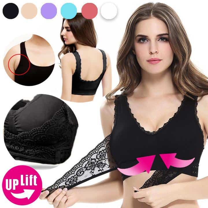 Front Closure Bras for Women Push Up Wirefree Bra with Support